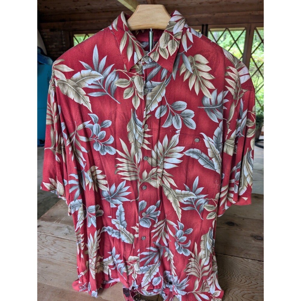 Campia Moda Hawaiian Button Down Shirt Men Large Short Sleeve 100% Rayon Coastal